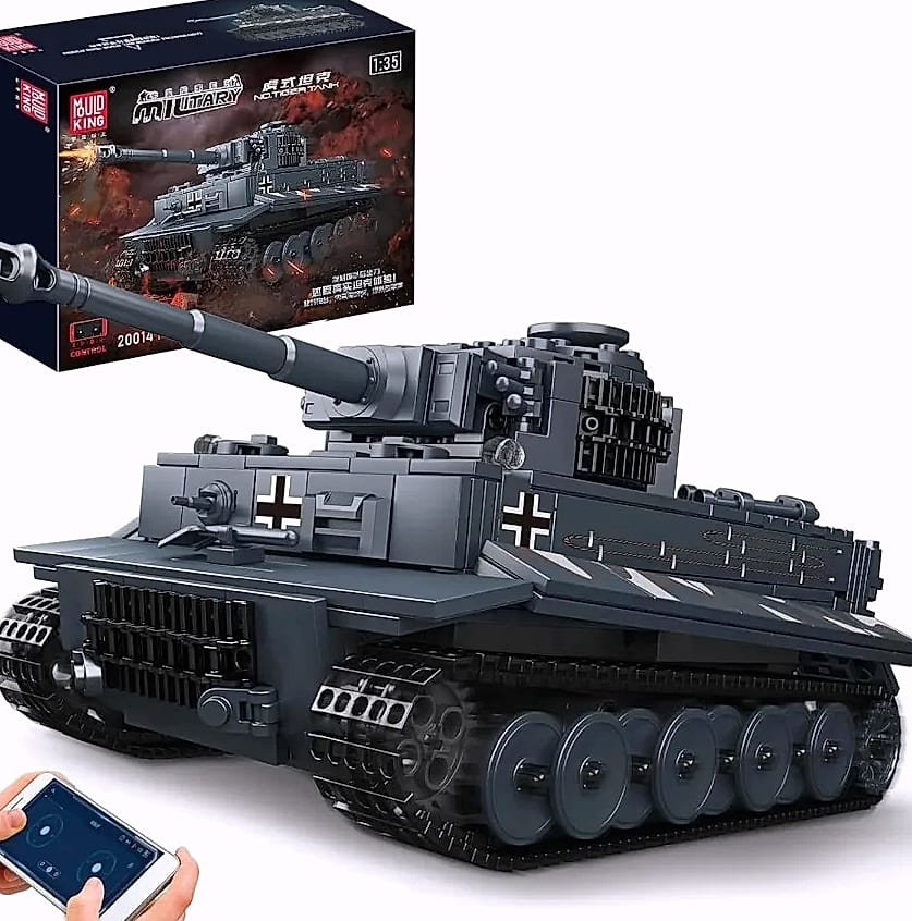 Mould King MOC Tiger Tank Building Blocks Military Vehicle — package contents