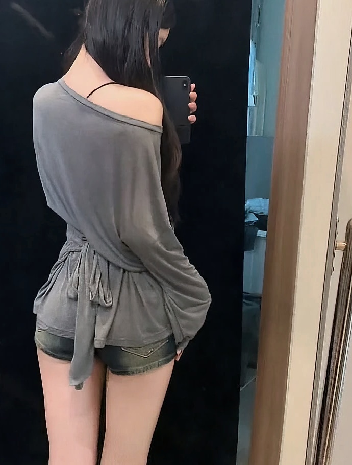ZOYLEIR See Through Long Sleeve Off Shoulder Top — feature highlights