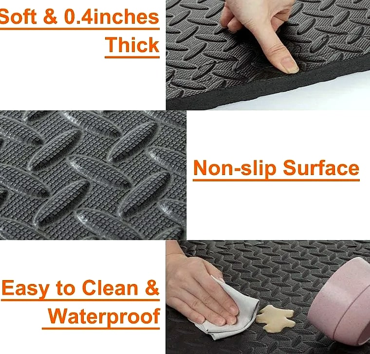 DHDH 30x30cm EVA Foam Gym Mat, 16-Piece Interlocking Floor — close-up details