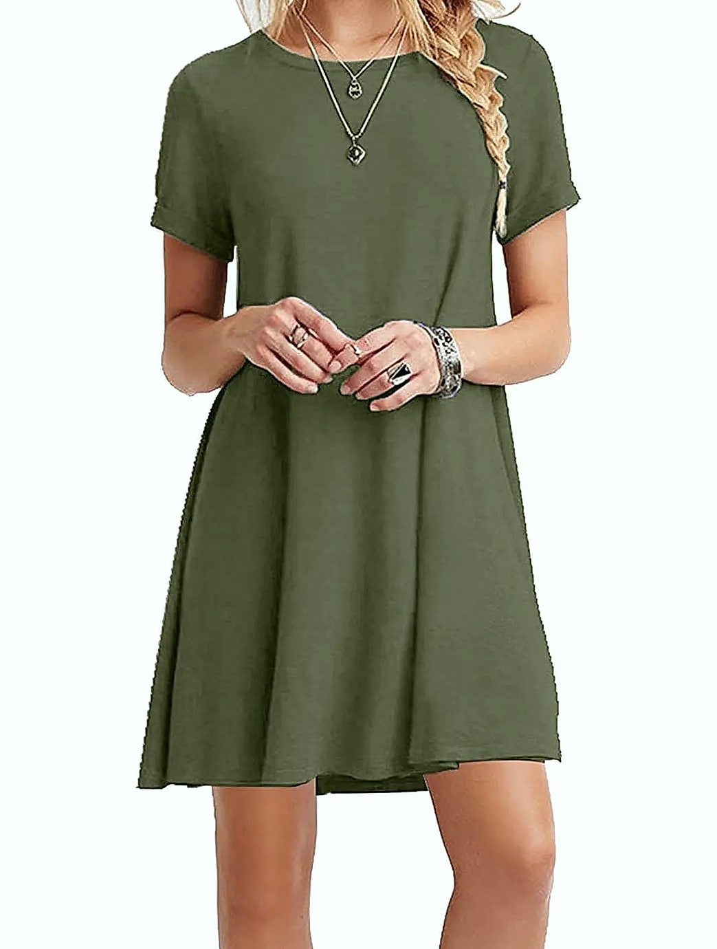 INSTYLISH Women's Casual Print Mini T-Shirt Dress — assembled view