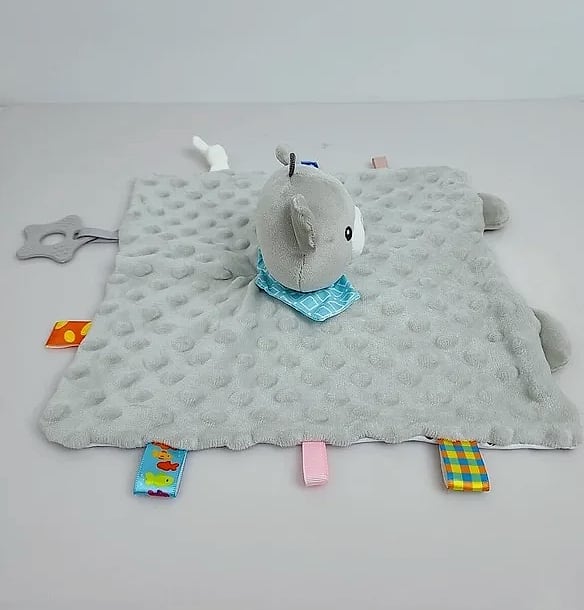 Datgo Elephant Baby Comforter Blanket with Rattle Toy — assembled view