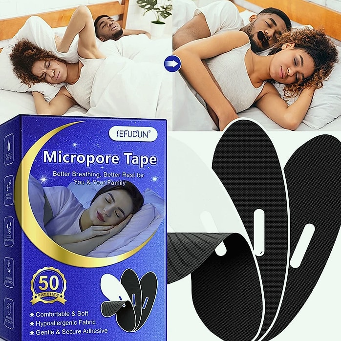 Anti-Snoring Sleep Strips, 50-Count Mouth Seal Tape — feature highlights