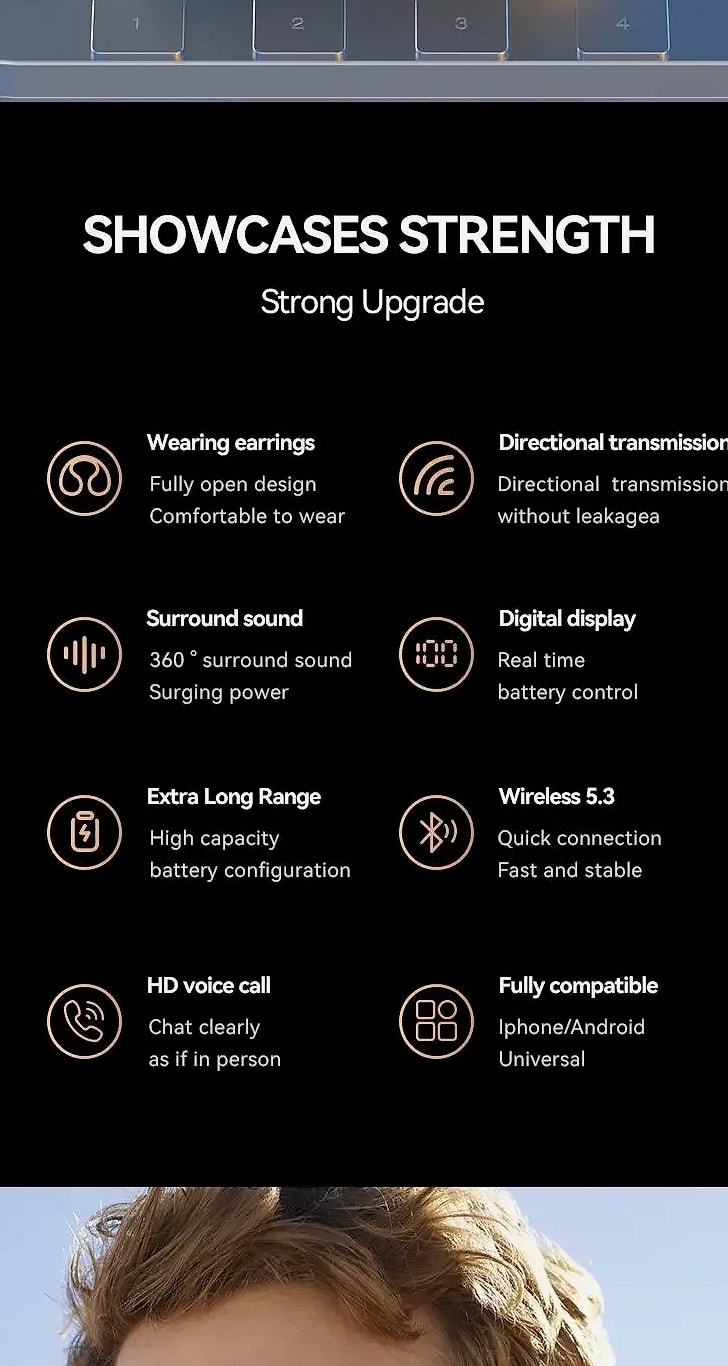 KaiAqua X51 Wireless Earbuds Bone Conduction Bluetooth — assembled view