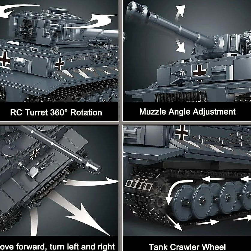 Mould King MOC Tiger Tank Building Blocks Military Vehicle — scale reference