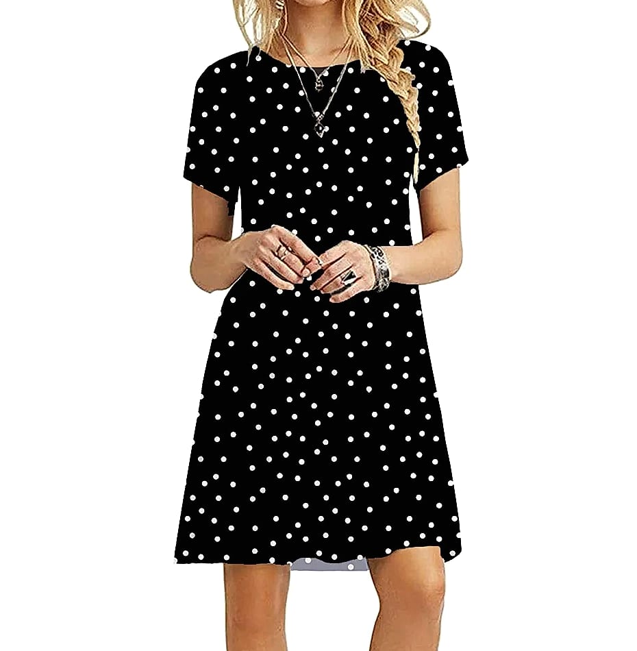 INSTYLISH Women's Casual Print Mini T-Shirt Dress — build progress