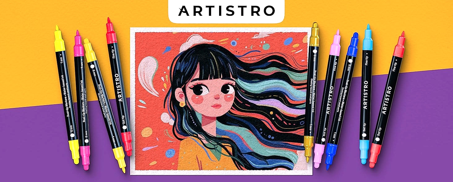 ARTISTRO 36 Dual-Tip Acrylic Paint Markers for Art and — package contents