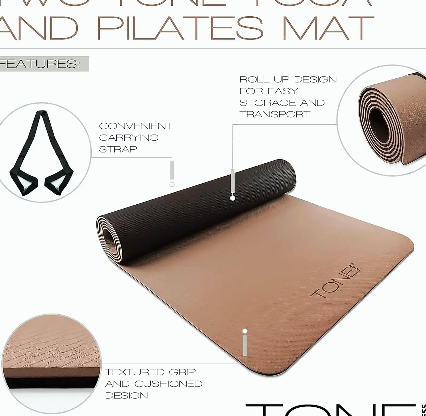 Non-Slip Yoga Mat 1/4 Inch Thick Exercise and Pilates Mat — scale reference