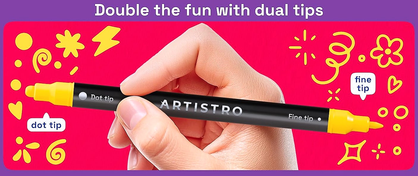 ARTISTRO 36 Dual-Tip Acrylic Paint Markers for Art and — close-up details