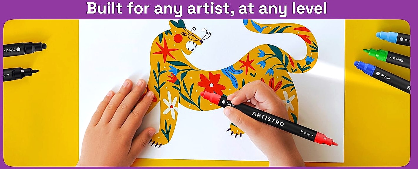ARTISTRO 36 Dual-Tip Acrylic Paint Markers for Art and — scale reference