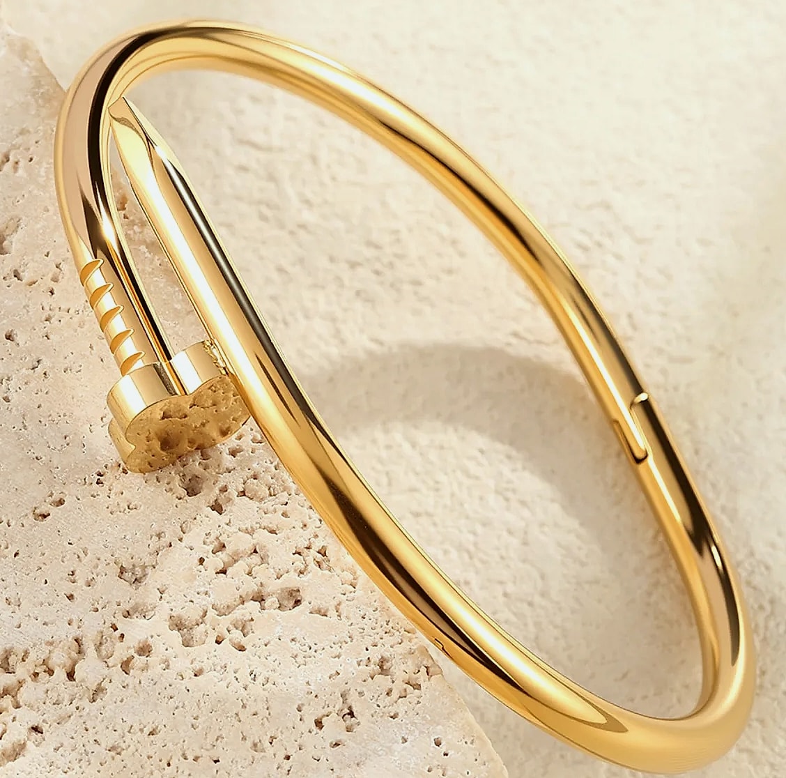 18K Gold Plated Stainless Steel Nail Bracelet Set — parts overview