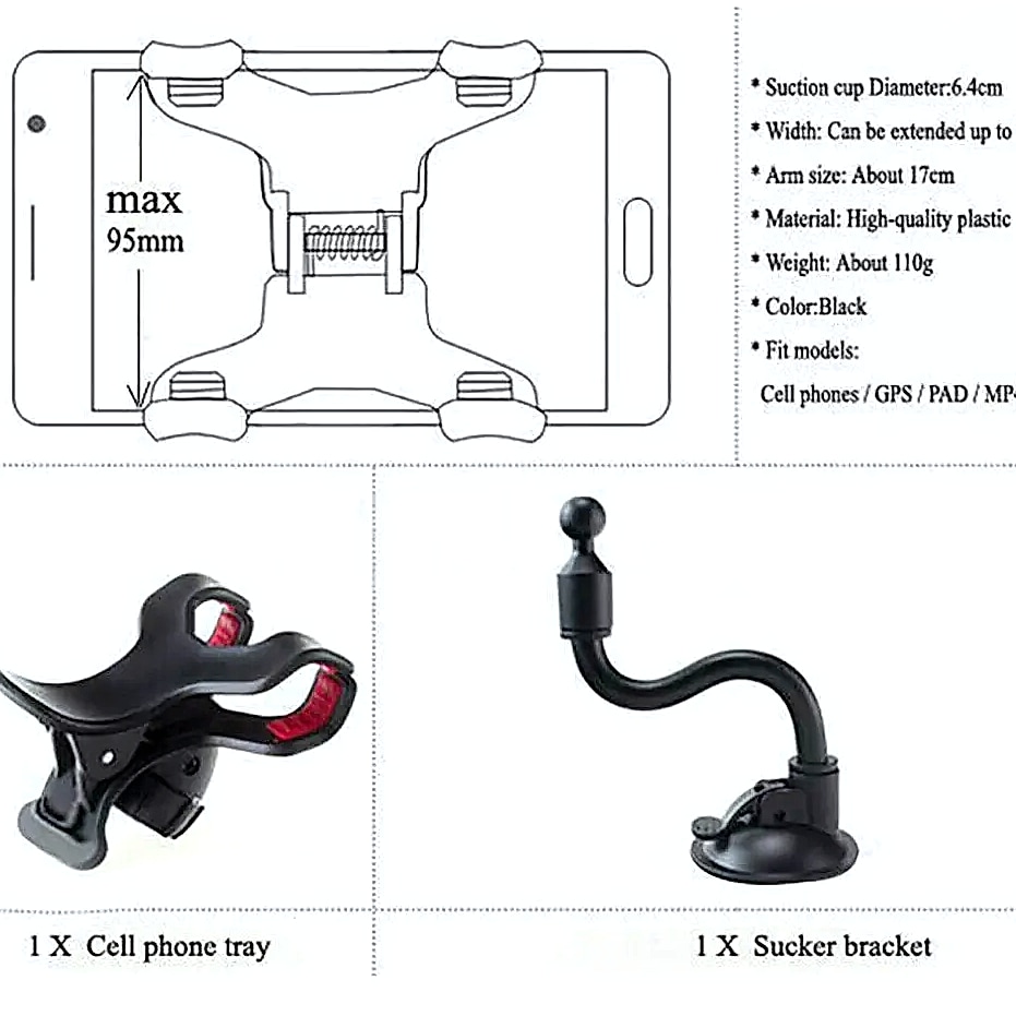 360 Degree Car Windshield Mount Phone Holder Suction Cup — feature highlights
