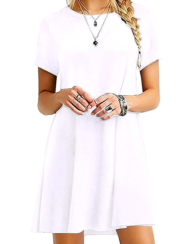 INSTYLISH Women's Casual Print Mini T-Shirt Dress — size comparison