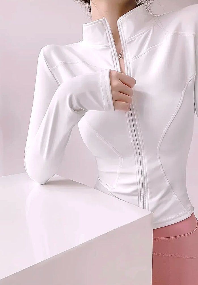 Women's Quick Dry Yoga Jacket Long Sleeve Zip Running Top — size comparison