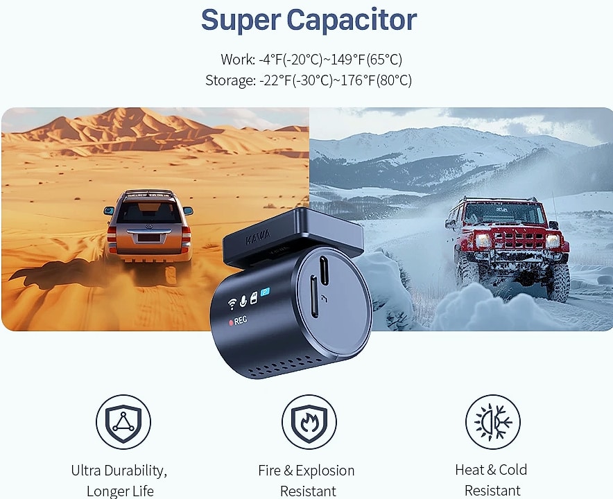 KAWA MINI 3 Pro 2K Dash Cam with WiFi and Voice Control — assembled view