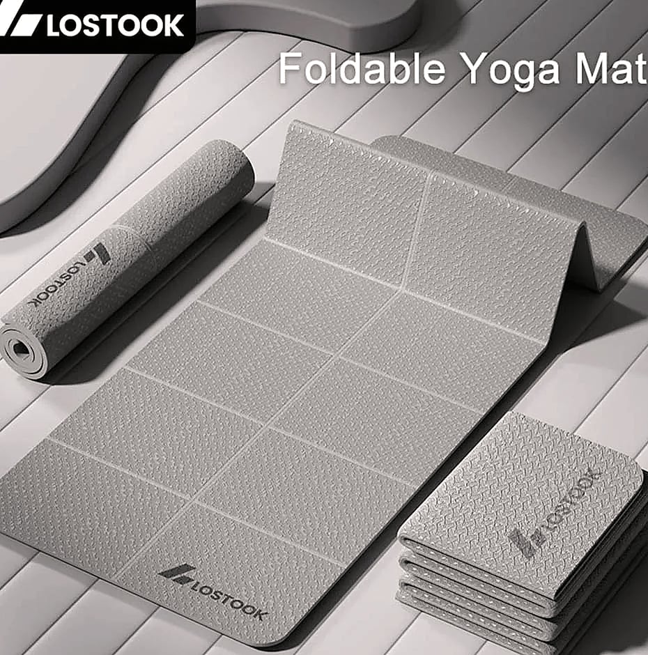 Lostook 4mm TPE Foldable Yoga Mat for Home Workouts — feature highlights