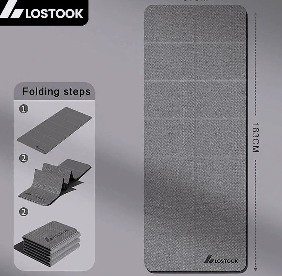 Lostook 4mm TPE Foldable Yoga Mat for Home Workouts — side view