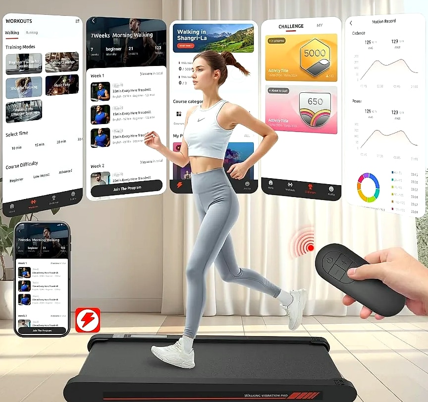 4-in-1 Vibration Walking Pad with App Control — assembled view