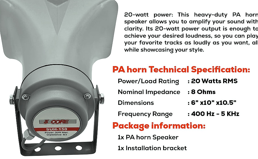5Core PA Speaker 10 Inch 200W Horn Loudspeaker — scale reference