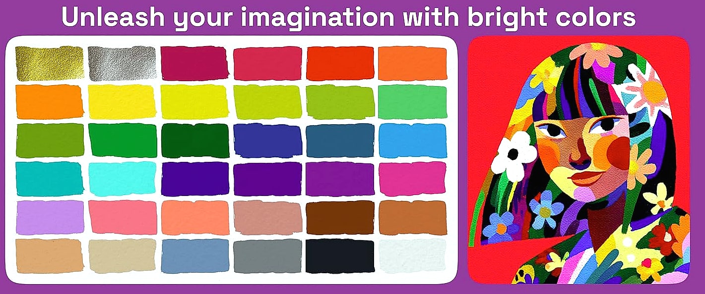 ARTISTRO 36 Dual-Tip Acrylic Paint Markers for Art and — feature highlights