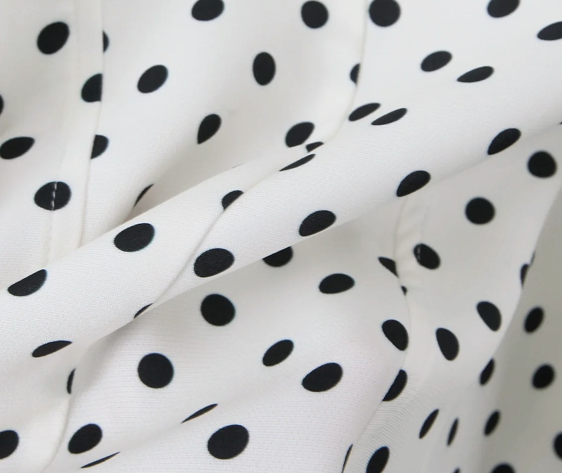 Yenkye French Style Polka Dot Halter Mini Dress — scale reference