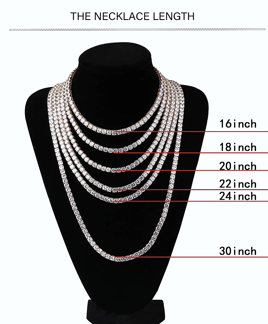 TOPGRILLZ 925 Sterling Silver CZ Tennis Chain Necklace — side view