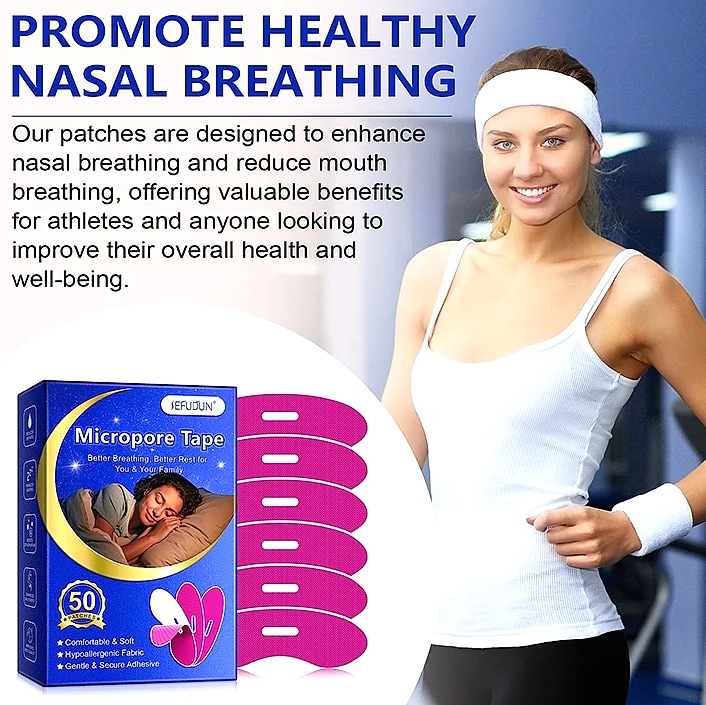 Anti-Snoring Sleep Strips, 50-Count Mouth Seal Tape — close-up details