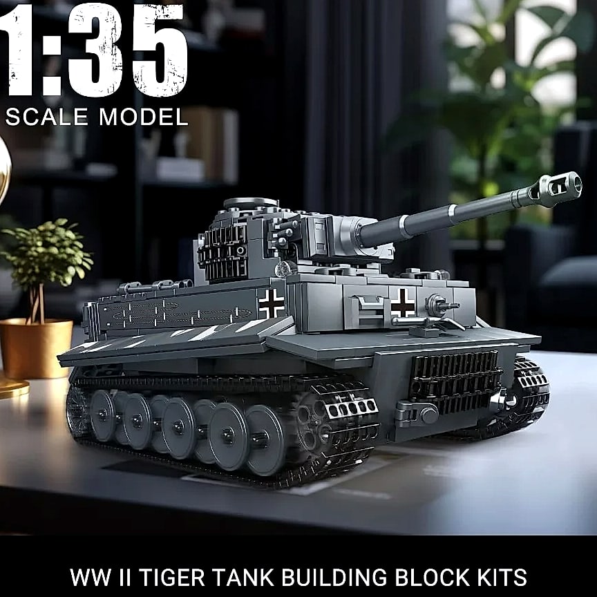 Mould King MOC Tiger Tank Building Blocks Military Vehicle — assembled view