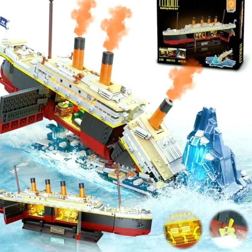 Titanic Ship 1883-Piece Building Block Set with Light — package contents