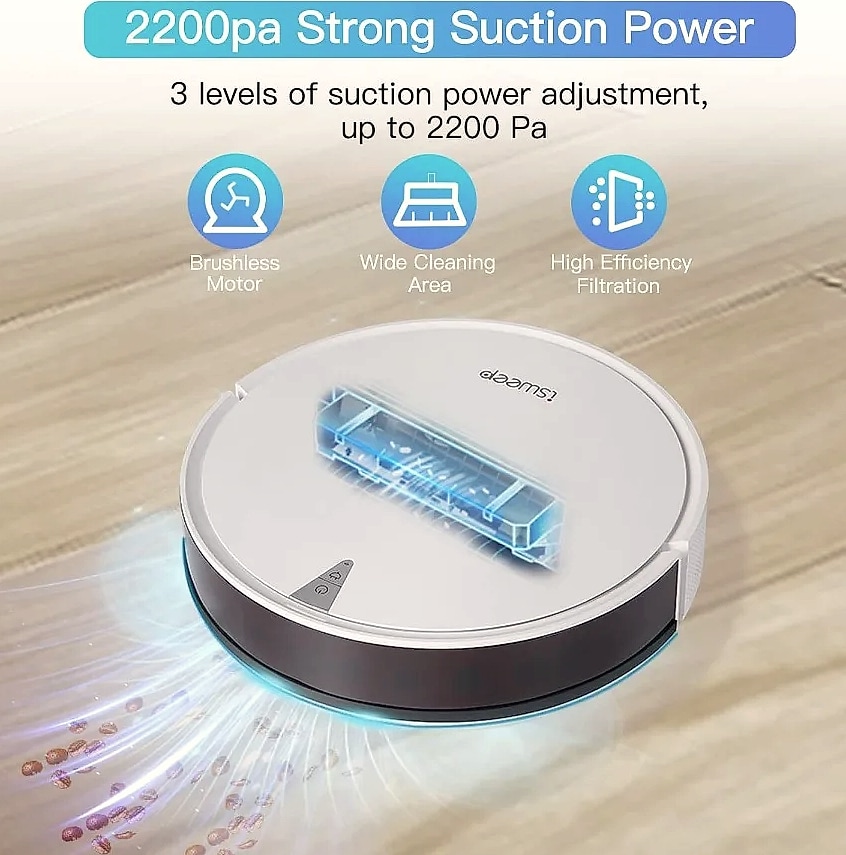 SHXI X5 Robot Vacuum and Mop Cleaner 2000Pa Suction — side view