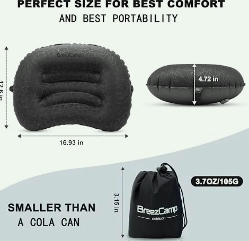 Inflatable Camping Pillow with Neck Lumbar Support — close-up details