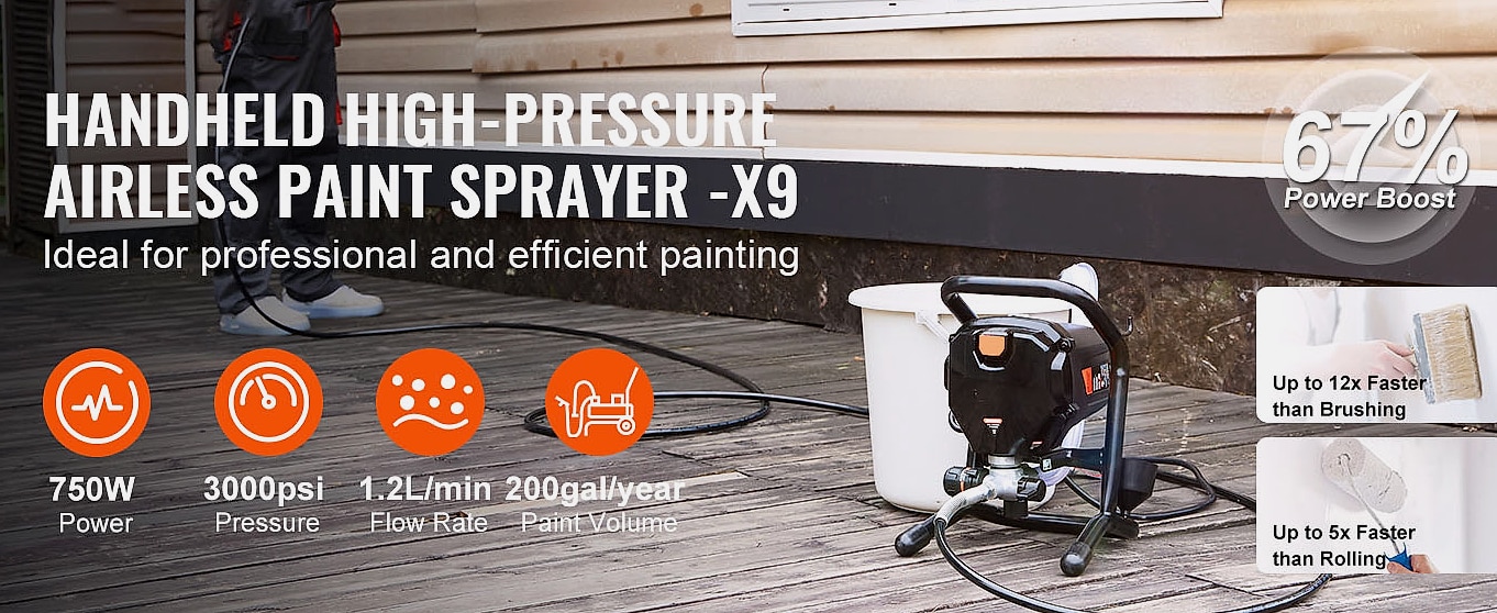 SucceBuy 950W Airless Paint Sprayer, 3000PSI Electric — close-up details