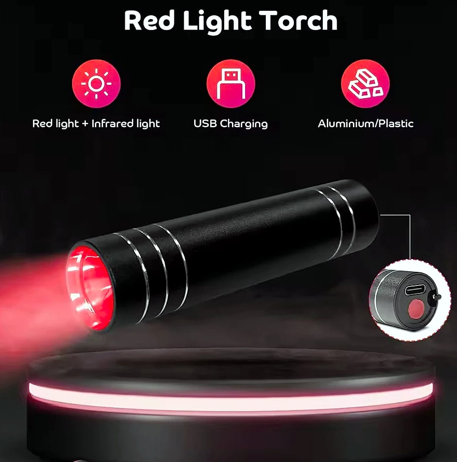 Vilnason Red Blue Light LED Therapy Flashlight — feature highlights