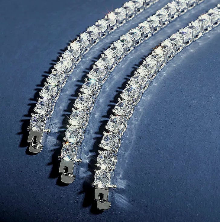 TOPGRILLZ 925 Sterling Silver CZ Tennis Chain Necklace — side view
