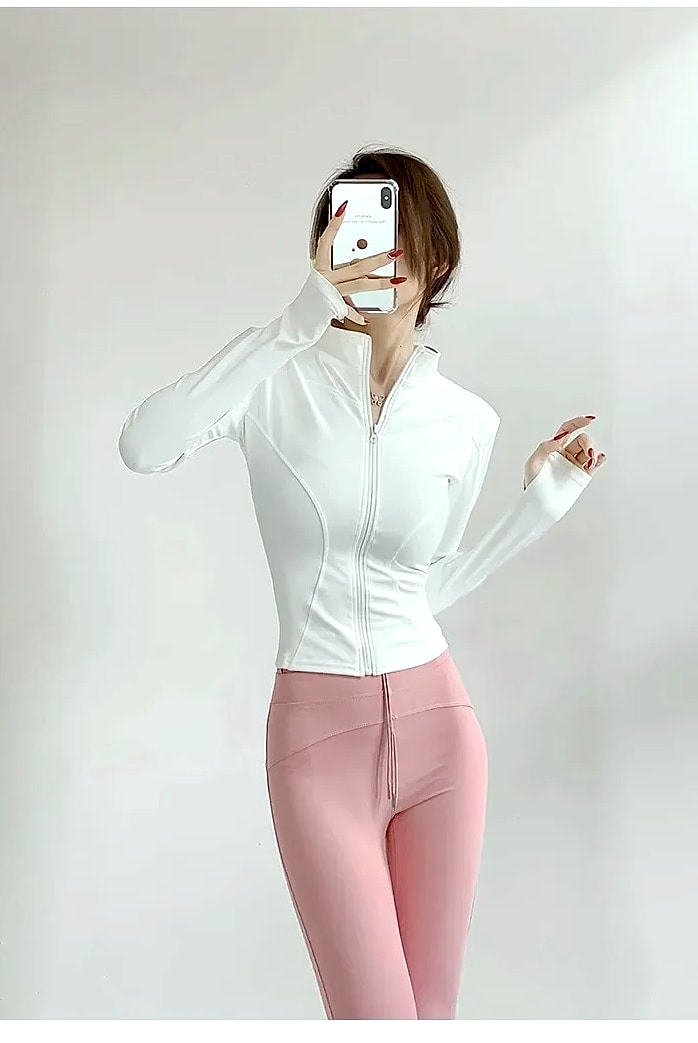 Women's Quick Dry Yoga Jacket Long Sleeve Zip Running Top — package contents