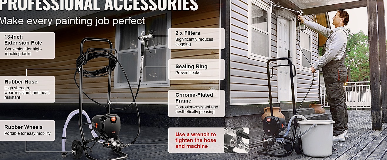 SucceBuy 950W Airless Paint Sprayer, 3000PSI Electric — interior detail