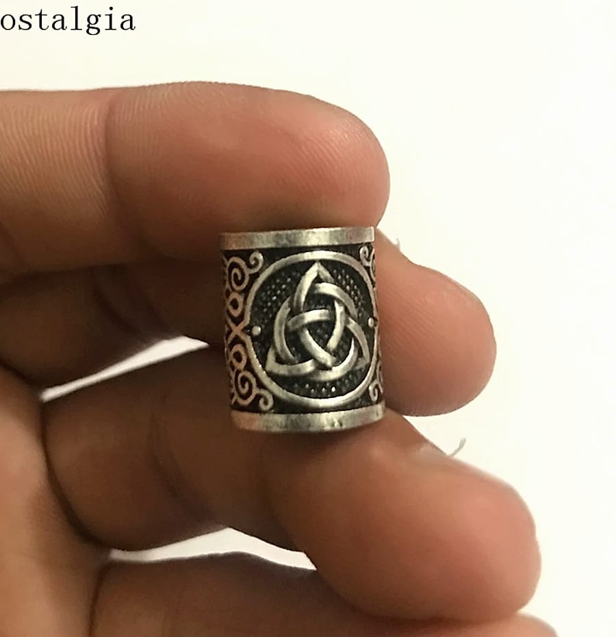 Nostalgia Viking Rune Bear Paw Beard Bead Charm Pendant — size comparison