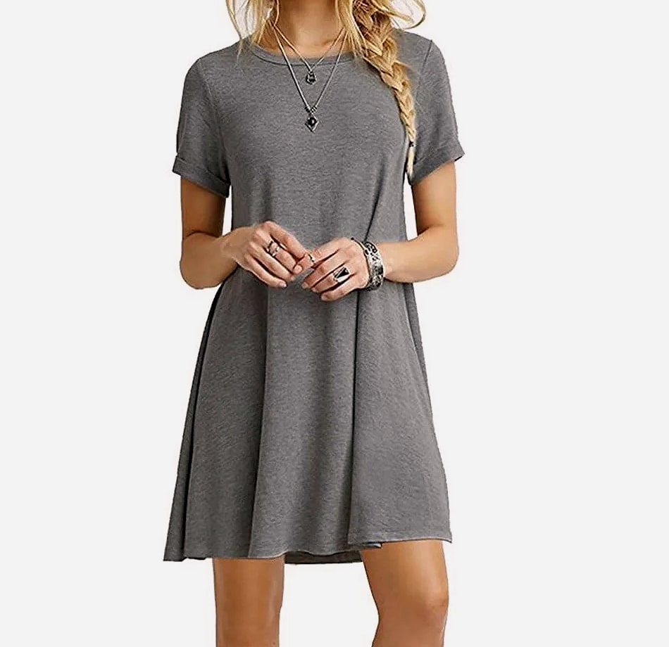 INSTYLISH Women's Casual Print Mini T-Shirt Dress — build progress