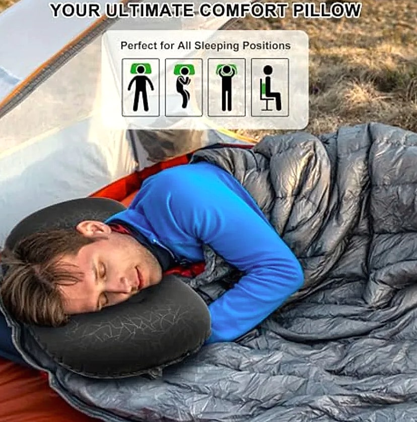 Inflatable Camping Pillow with Neck Lumbar Support — parts overview