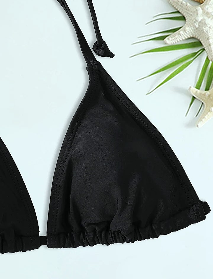 2-Piece Triangle Bikini Swimsuit Set with String Detail — side view