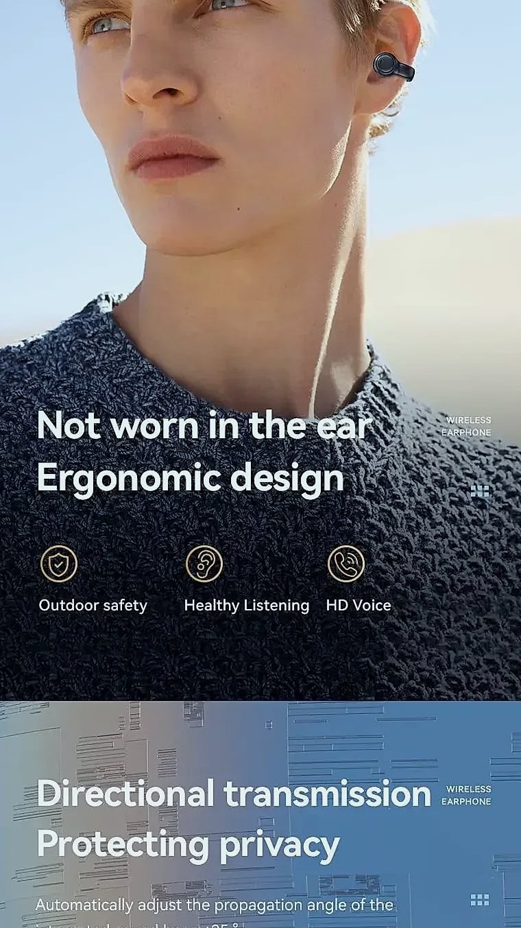 KaiAqua X51 Wireless Earbuds Bone Conduction Bluetooth — close-up details
