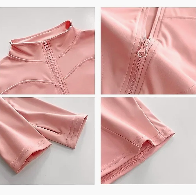 Women's Quick Dry Yoga Jacket Long Sleeve Zip Running Top — scale reference