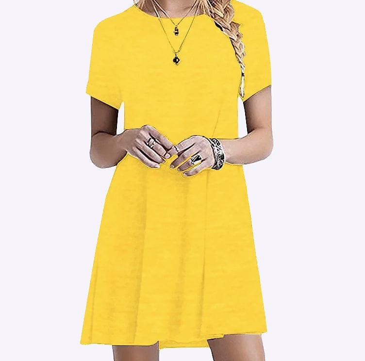 INSTYLISH Women's Casual Print Mini T-Shirt Dress — assembled view