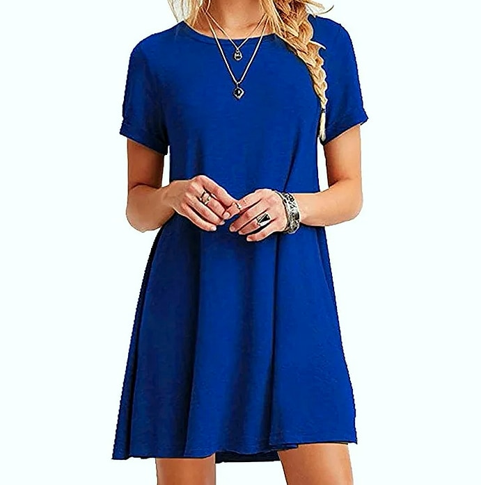 INSTYLISH Women's Casual Print Mini T-Shirt Dress — close-up details