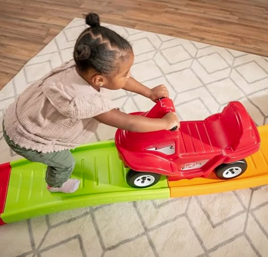 SHXI Toddler Ride-On Roller Coaster with 9 ft Track — side view