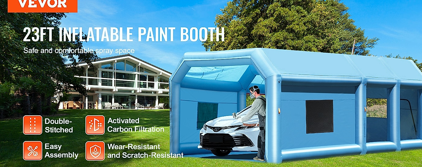 SucceBuy Inflatable Paint Booth with Blowers and Air Filter — assembled view