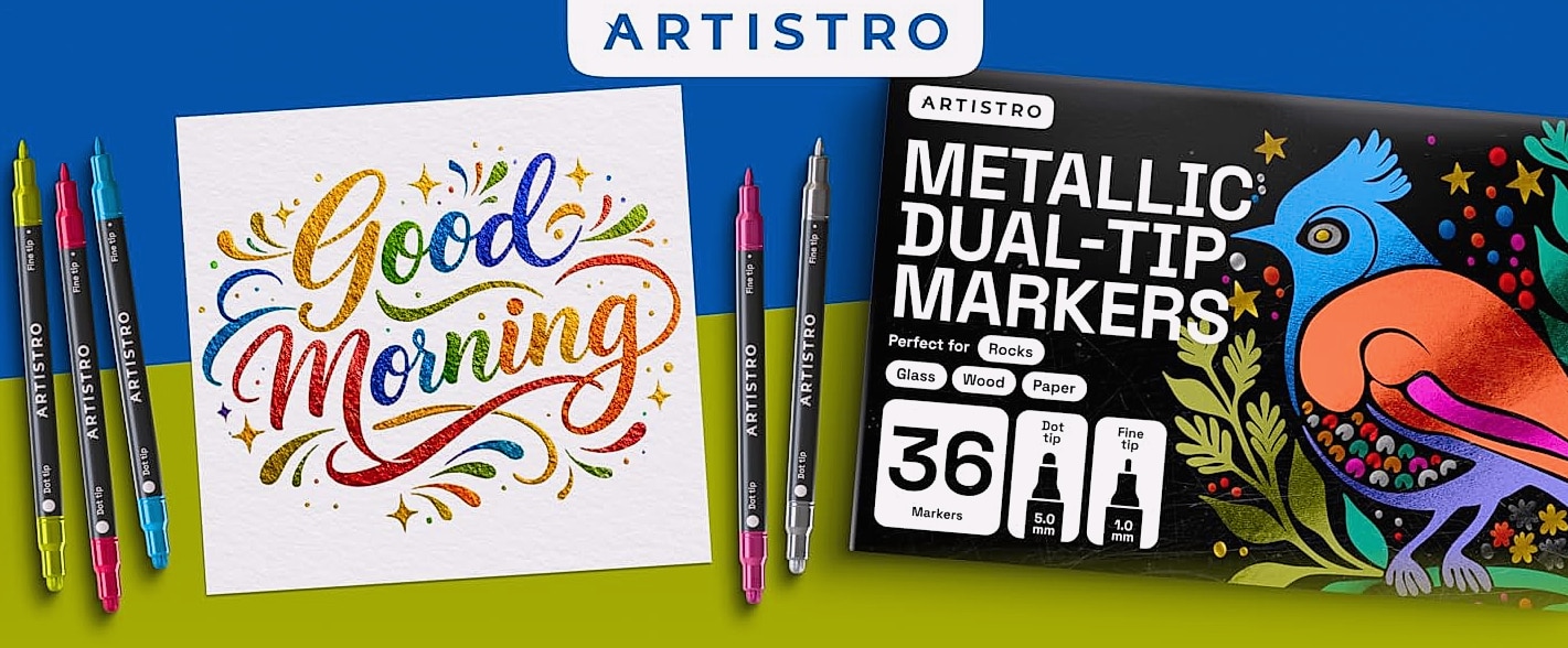 ARTISTRO 36 Dual-Tip Acrylic Paint Markers for Art and — scale reference