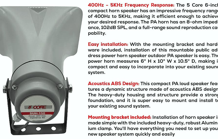 5Core PA Speaker 10 Inch 200W Horn Loudspeaker — close-up details