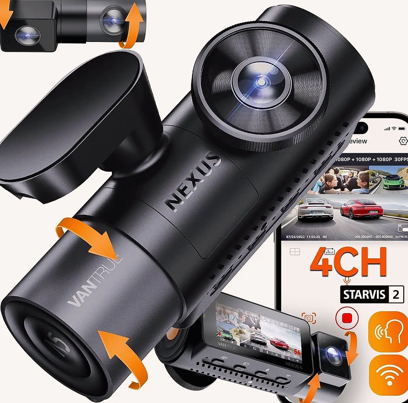 4-Channel WiFi Dash Cam System with 2.7K Front, STARVIS 2, — package contents