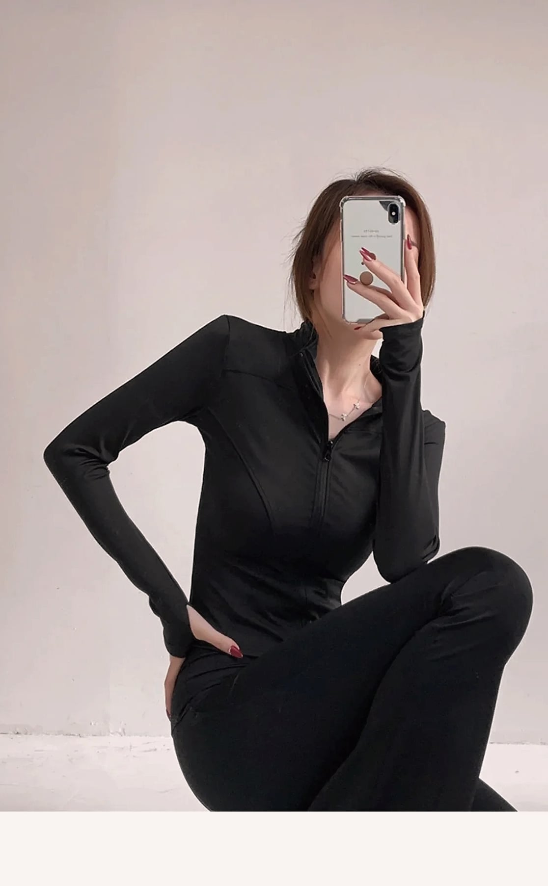 Women's Quick Dry Yoga Jacket Long Sleeve Zip Running Top — side view