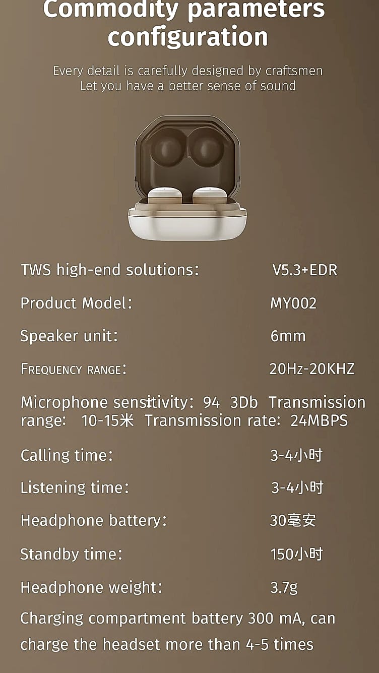 AyeBeau Mini Wireless Bluetooth Earbuds TWS Headset — package contents